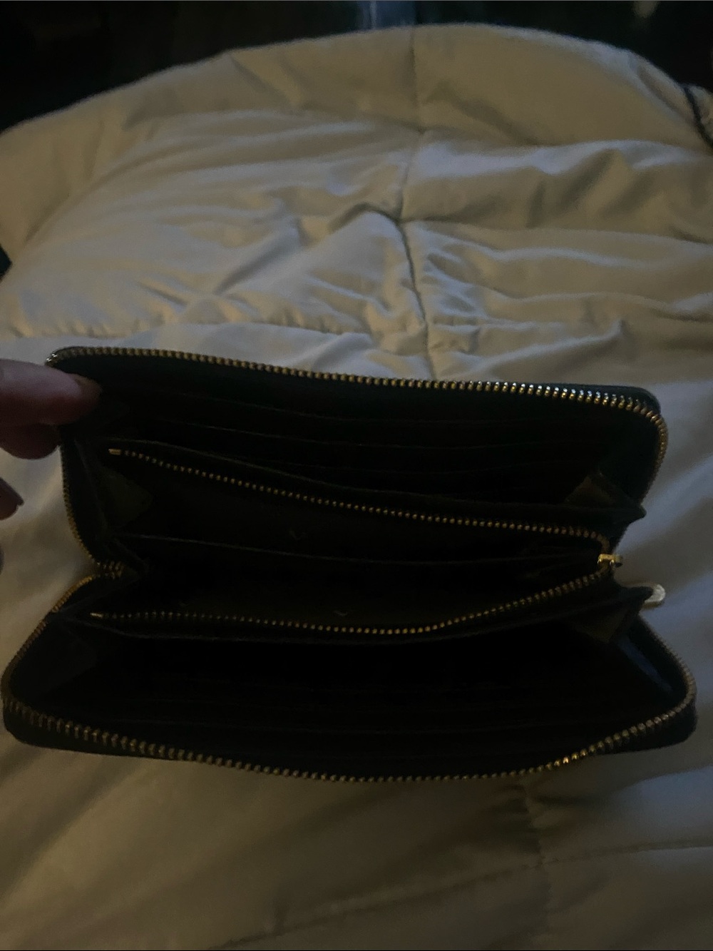 Vince Camuto Black Leather Zip-Around Wallet with Gold Hardware - Picture 2 of 2